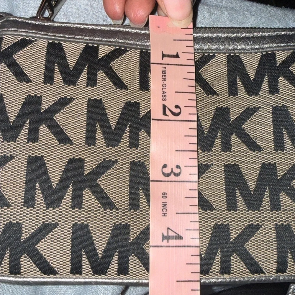 Michael Kors Monogram Wristlet in Black and Silver